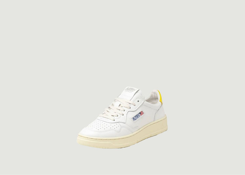 Sneakers Medalist Low In Leather Blanc And Yellow - Blanc - Woman