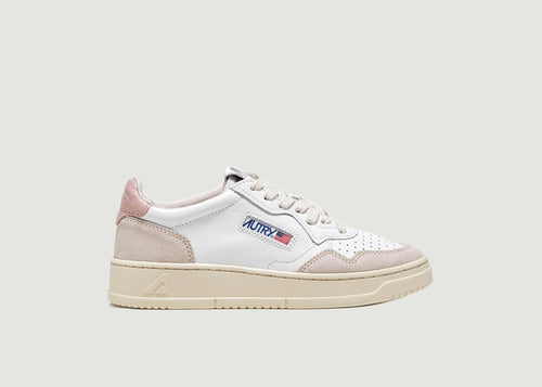 Sneakers Medalist Low In Leather Blanc And Powder Pink - Blanc - Woman