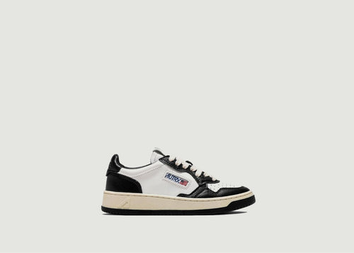 Sneakers Medalist Low In Leat Leather - Blanc And Black - Woman