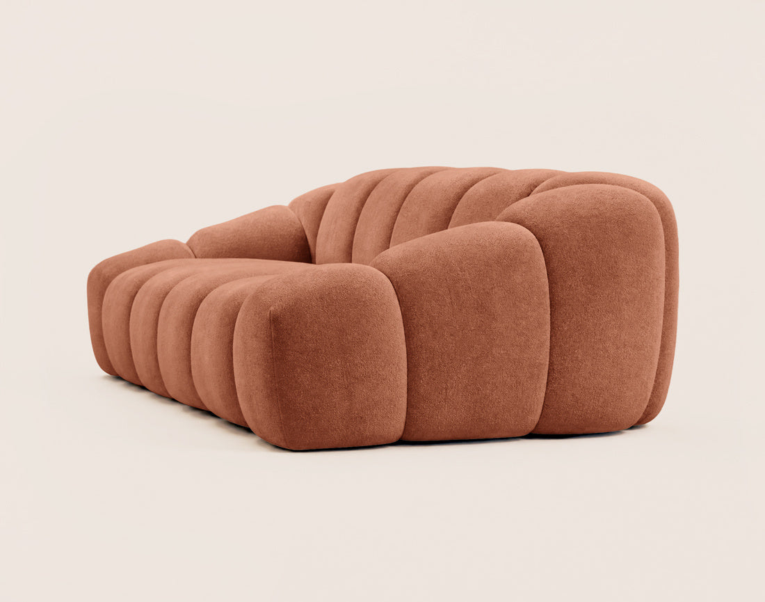 Ava - Canapé 3 Places - Velours Texturé - Terracotta