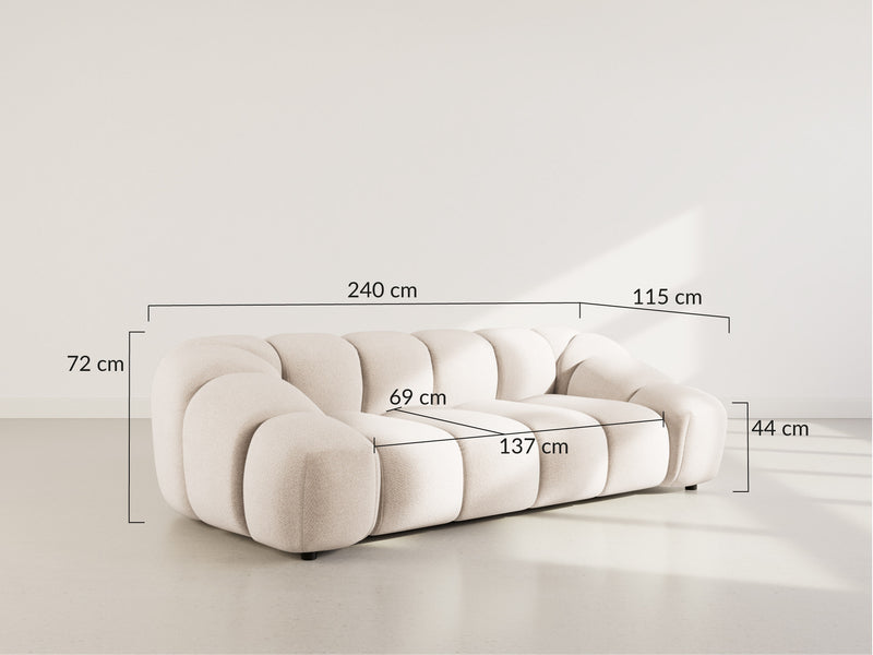 Ava - Canapé - 3 Places - Velours Texturé - Gris