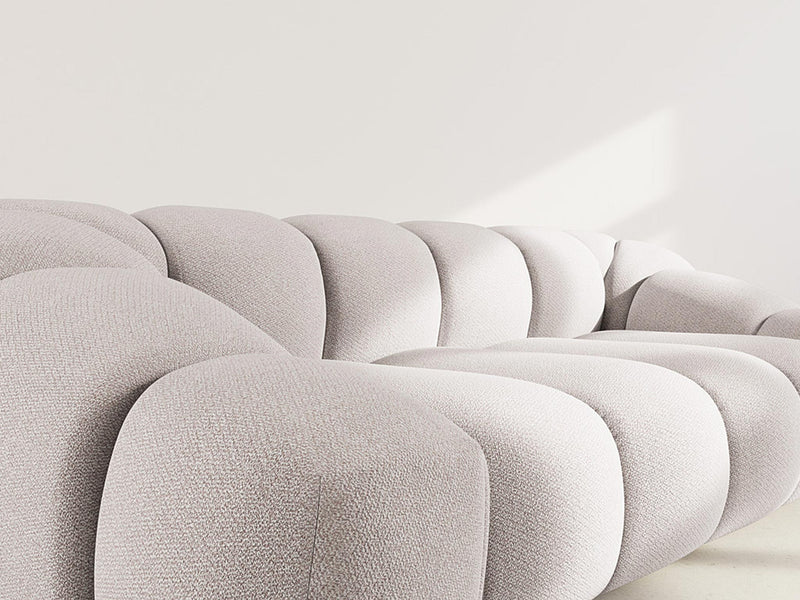 Ava - Canapé - 3 Places - Velours Texturé - Gris Clair