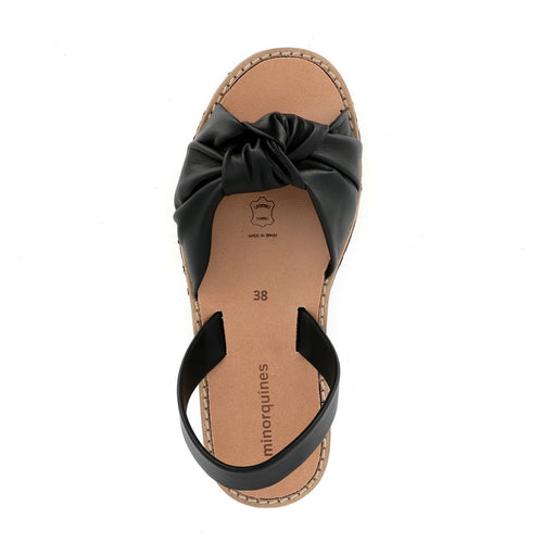 Avarca Bahia Negro Leather Sandals - Black