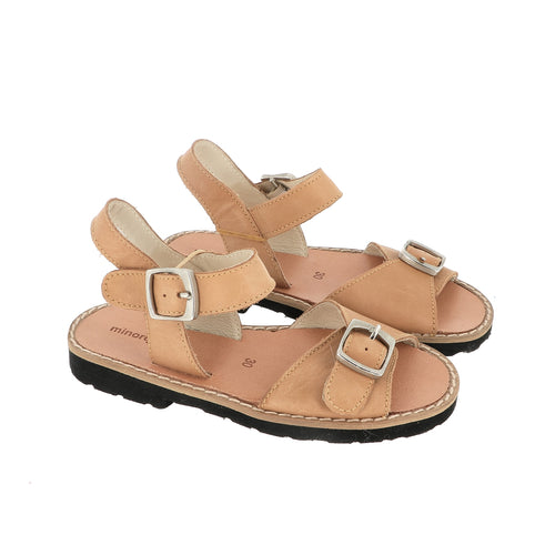 Avarca Buckle Natural Leather Sandals - Brown