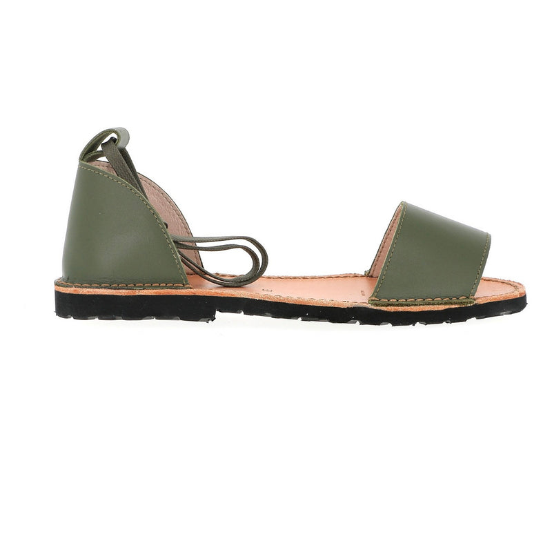 Avarca Deia Leather Army Sandals - Green