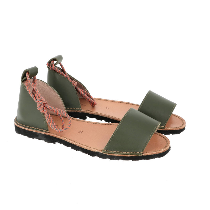 Avarca Deia Leather Army Sandals - Green