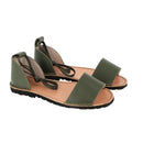 Avarca Deia Leather Army Sandals - Green