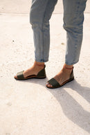 Avarca Deia Leather Army Sandals - Green