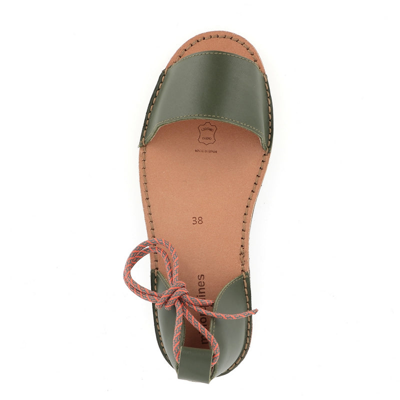 Avarca Deia Leather Army Sandals - Green