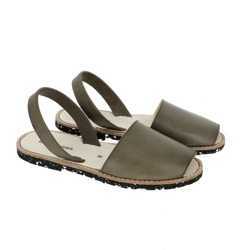Avarca Eco Leather Khaky Sandals - Green