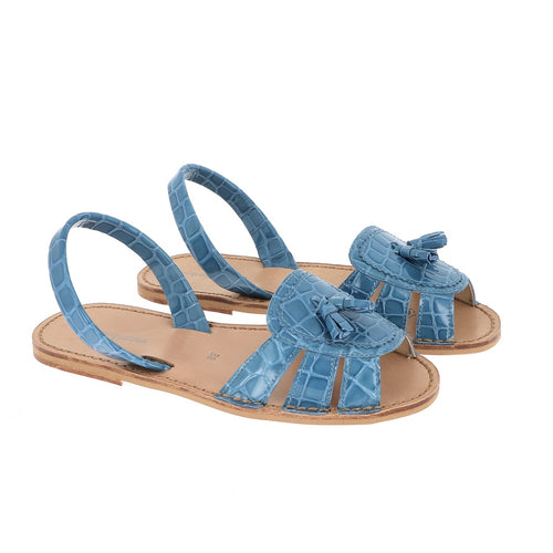 Avarca Neo 2 Croco Lago Leather Sandals - Blue