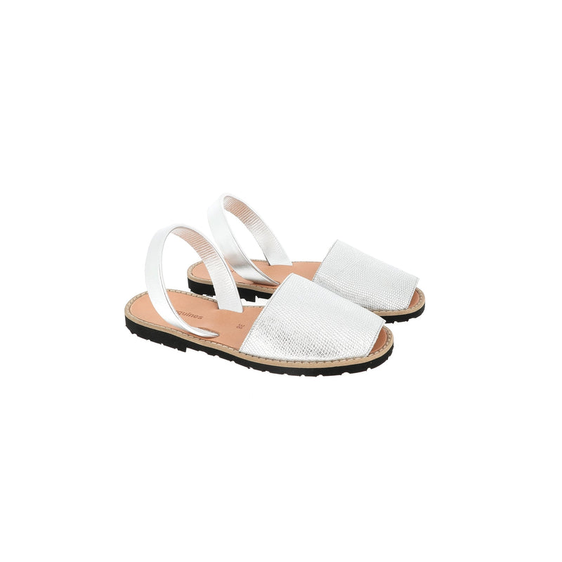 Sandalias Avarca Plata Lagarto Plata - Mujer