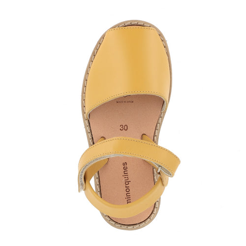 Avarca Velcro Golden Leather Sandals - Yellow