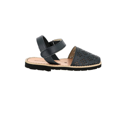Avarca Velcro Perforated Leather Azul Sandals - Blue