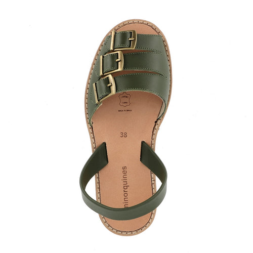 Avarca Zamora Leather Army Sandals - Green