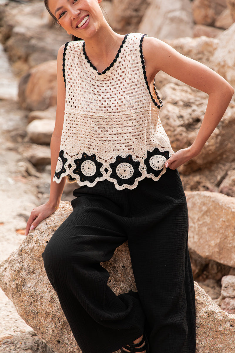 AVILIO Noir - Top Crochet