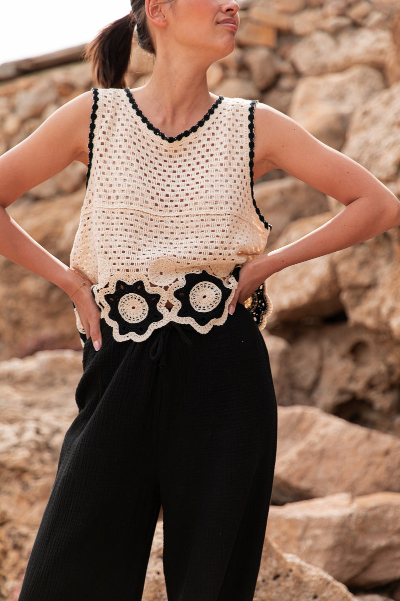 AVILIO Noir - Top Crochet