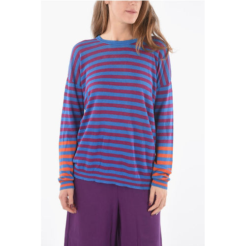 Awining Striped Linen Lightweight Crew-Neck Pullover