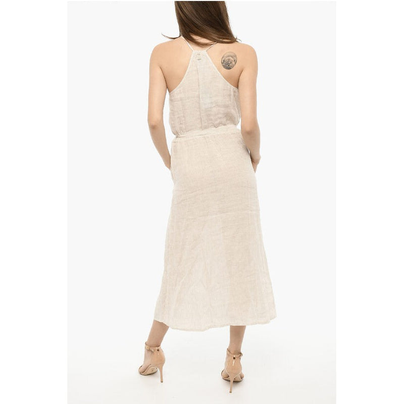 Awning Striped Linen Maxi Dress With Belt