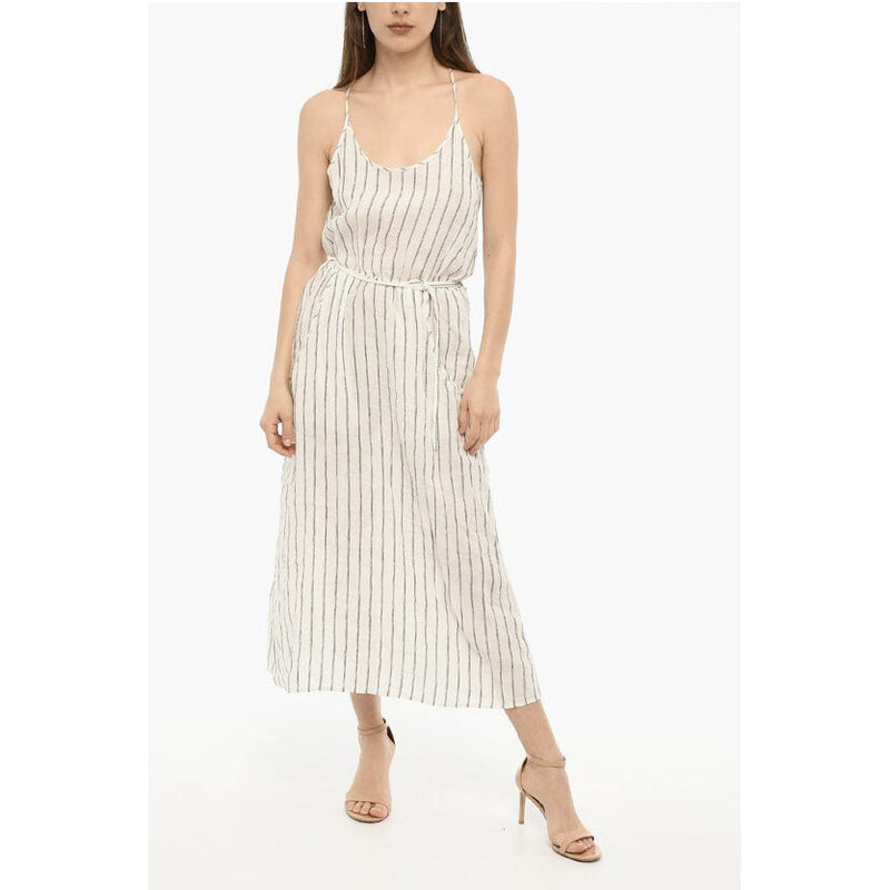 Awning Striped Linen Maxi Dress With Belt