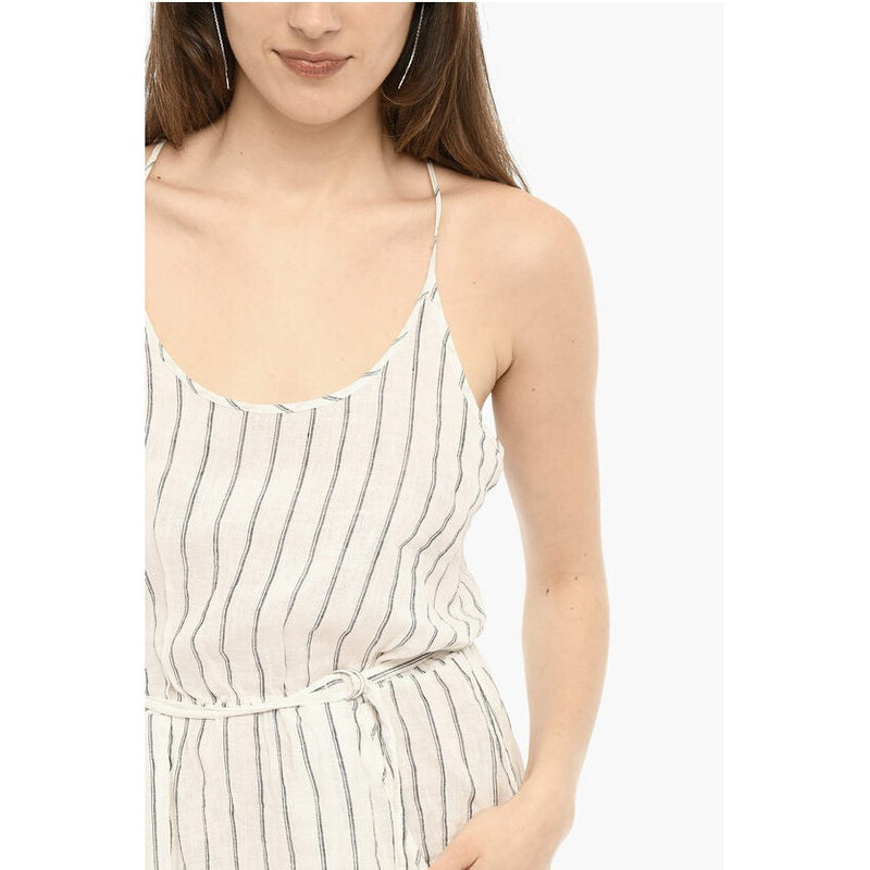 Awning Striped Linen Maxi Dress With Belt