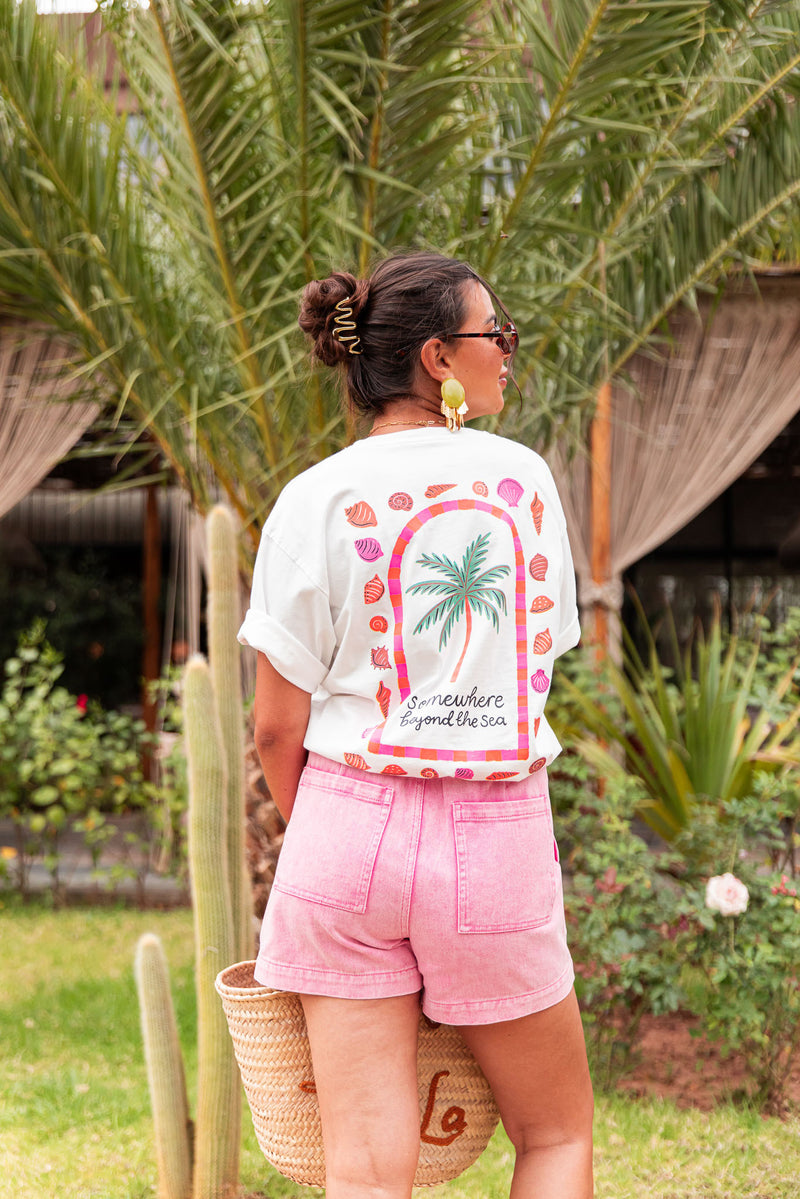 AYUMI Blanc - T-Shirt Imprimé
