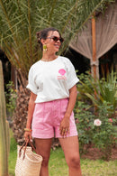 AYUMI Blanc - T-Shirt Imprimé