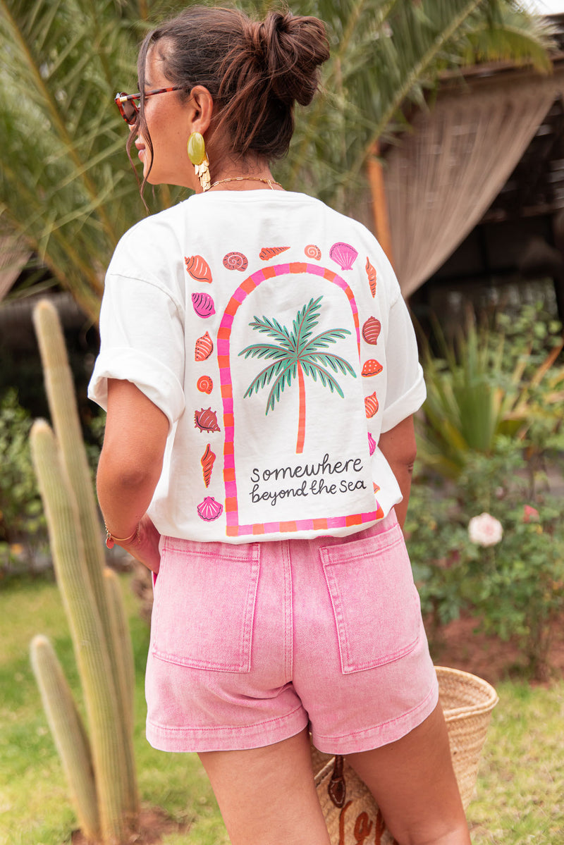 AYUMI Blanc - T-Shirt Imprimé