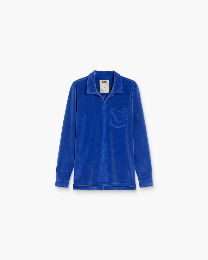 Azur Velor Long Sleeve Shirt - Blue