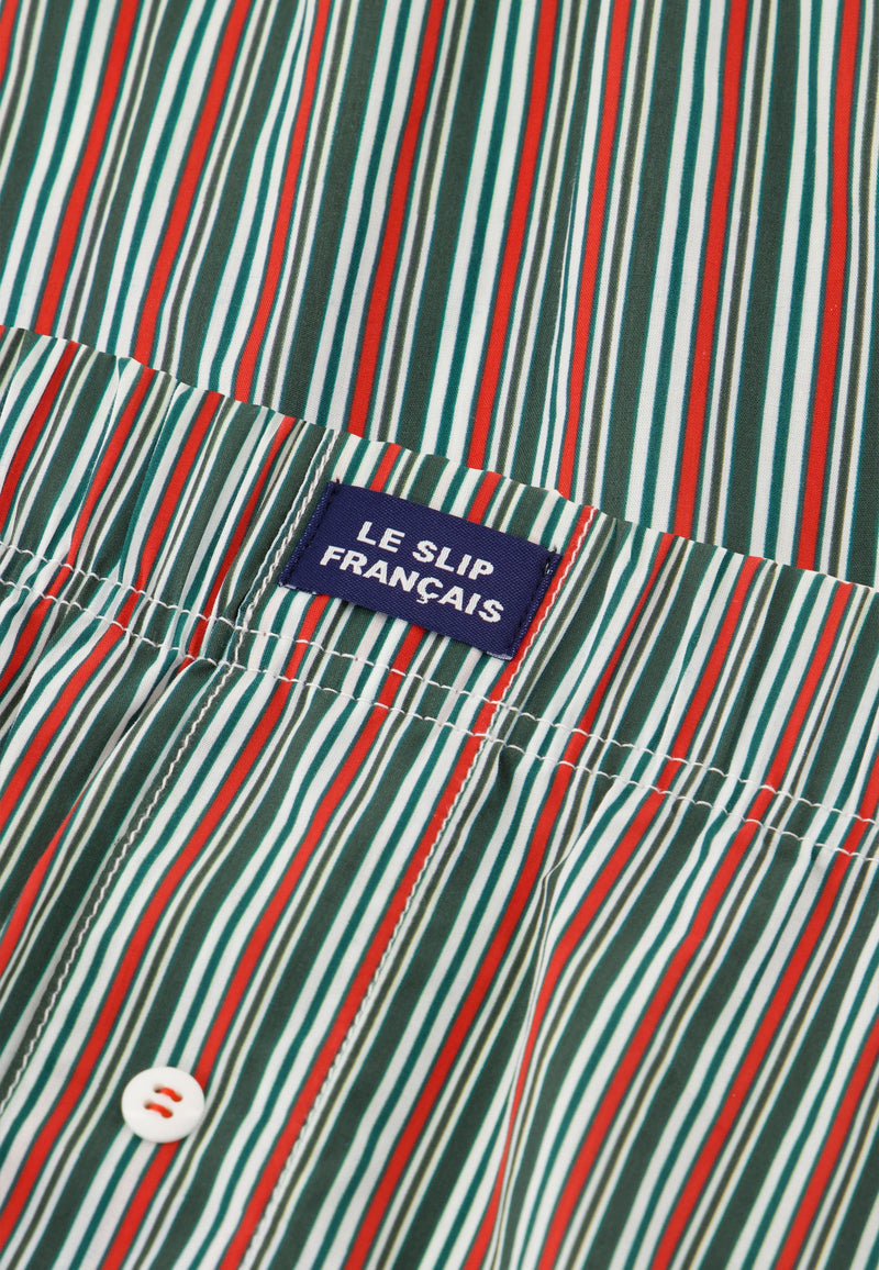 Caleçon Matelas Vert À Rayures En Coton - Jacques Rayures Matelas Vert