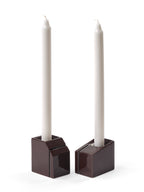 Accessories Silos - Sæt Med 2 Lysestager - Porcelæn - Bordeaux