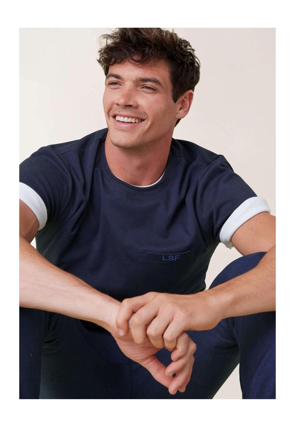 Sasha Cotton T-Shirt With Chest Pocket - Navy