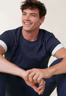 T-Shirt Homme Bleu Marine Avec Poche Poitrine En Coton - Sasha Marine