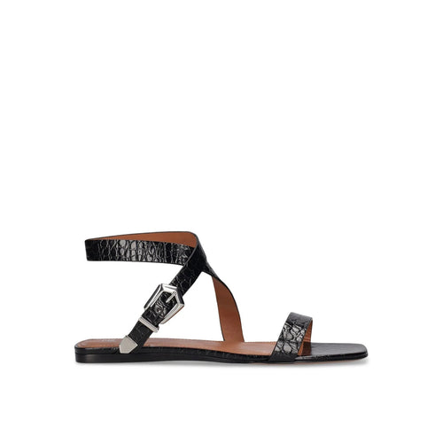 Sandales - Paris Texas Lauren Croco Flat - Black