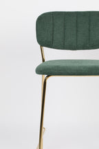 Jolien - Tabouret De Bar & De Comptoir - Tissu - Doré/Vert Foncé