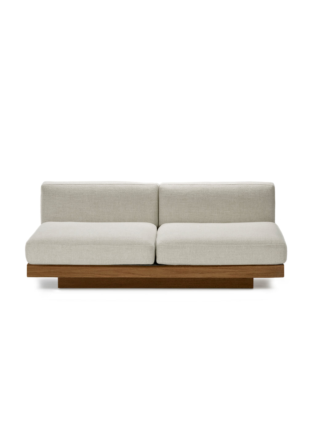 Rudolph - Banc 2 Places D'intérieur - Aluminium, Bois Et Tissu D'ameublement - Bone Cognac