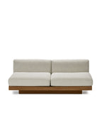 Rudolph - Banc 2 Places D'intérieur - Aluminium, Bois Et Tissu D'ameublement - Bone Cognac