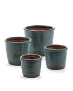 Glazed Shades - Blumentopf - S - Terrakotta - Blau
