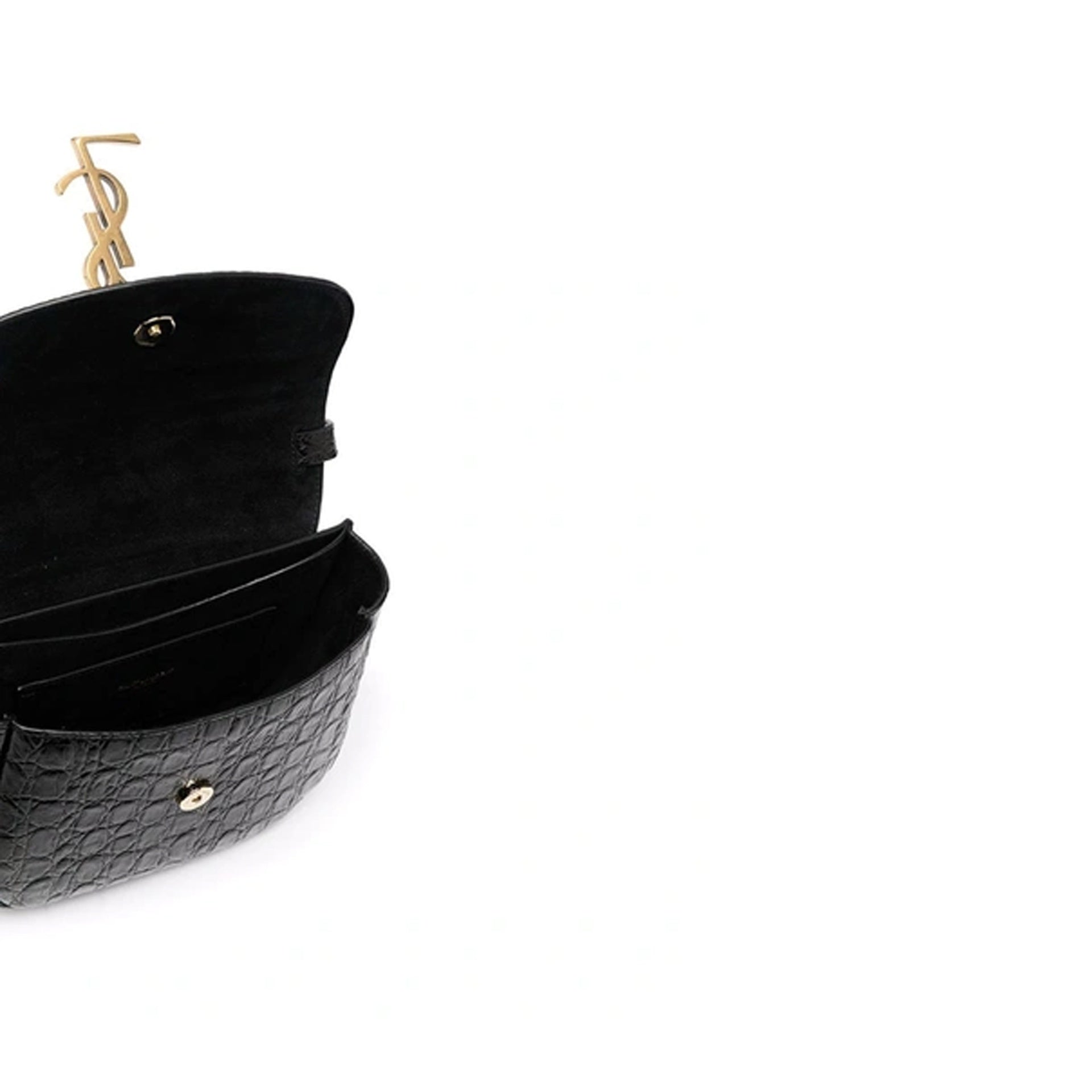 Saint Laurent - Kaia Croco Crossbody Bag - Women - Black