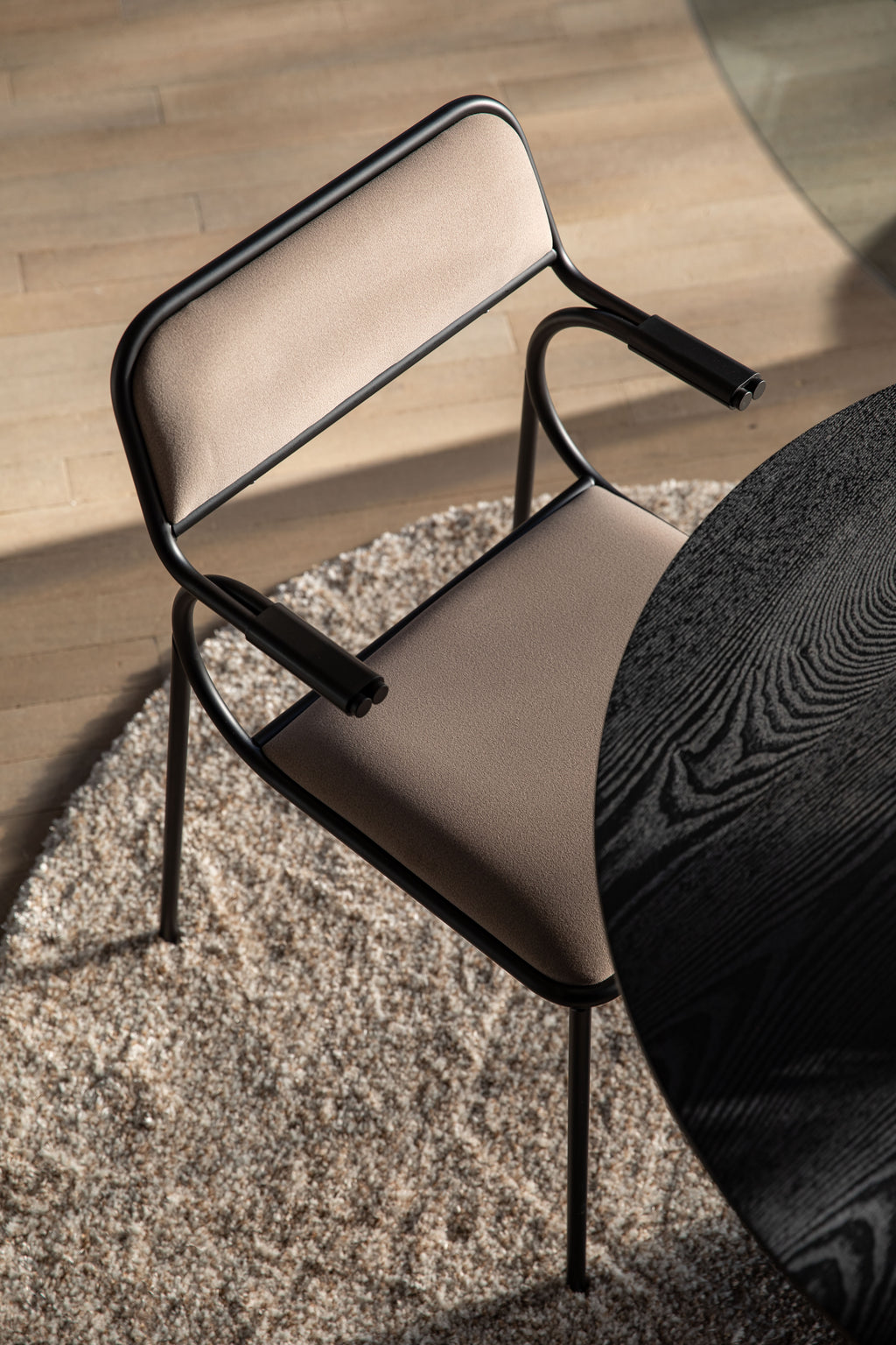 Alba - Dining Room Armchair - Fabric - Black/Beige