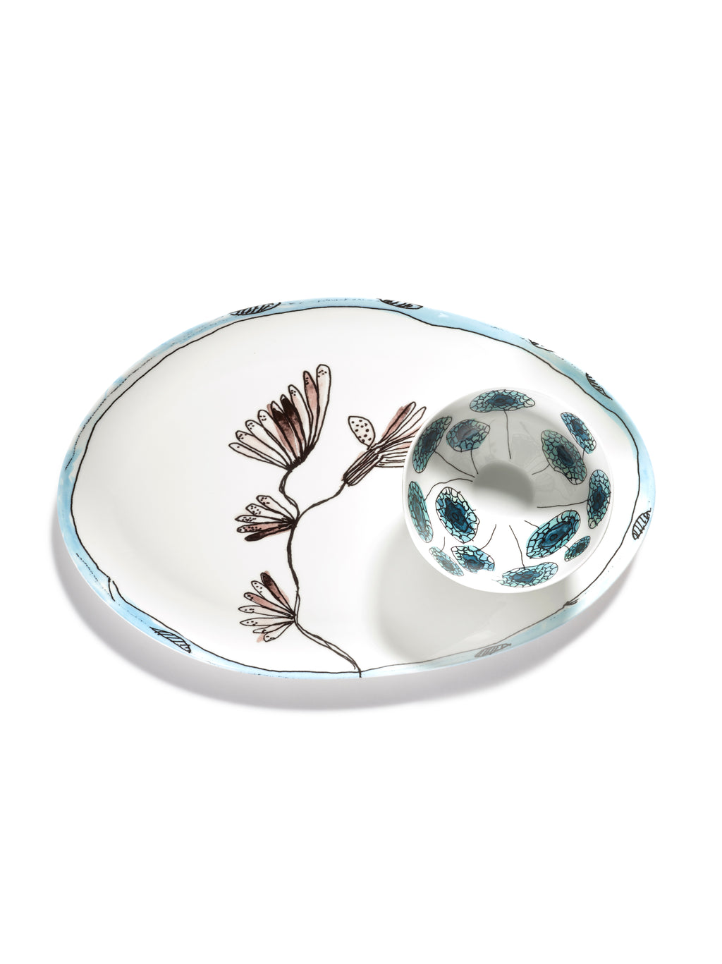 Midnight Flowers - Oval Tallerken Nr. 2 - S - Benporcelæn - Camelia Aubergine