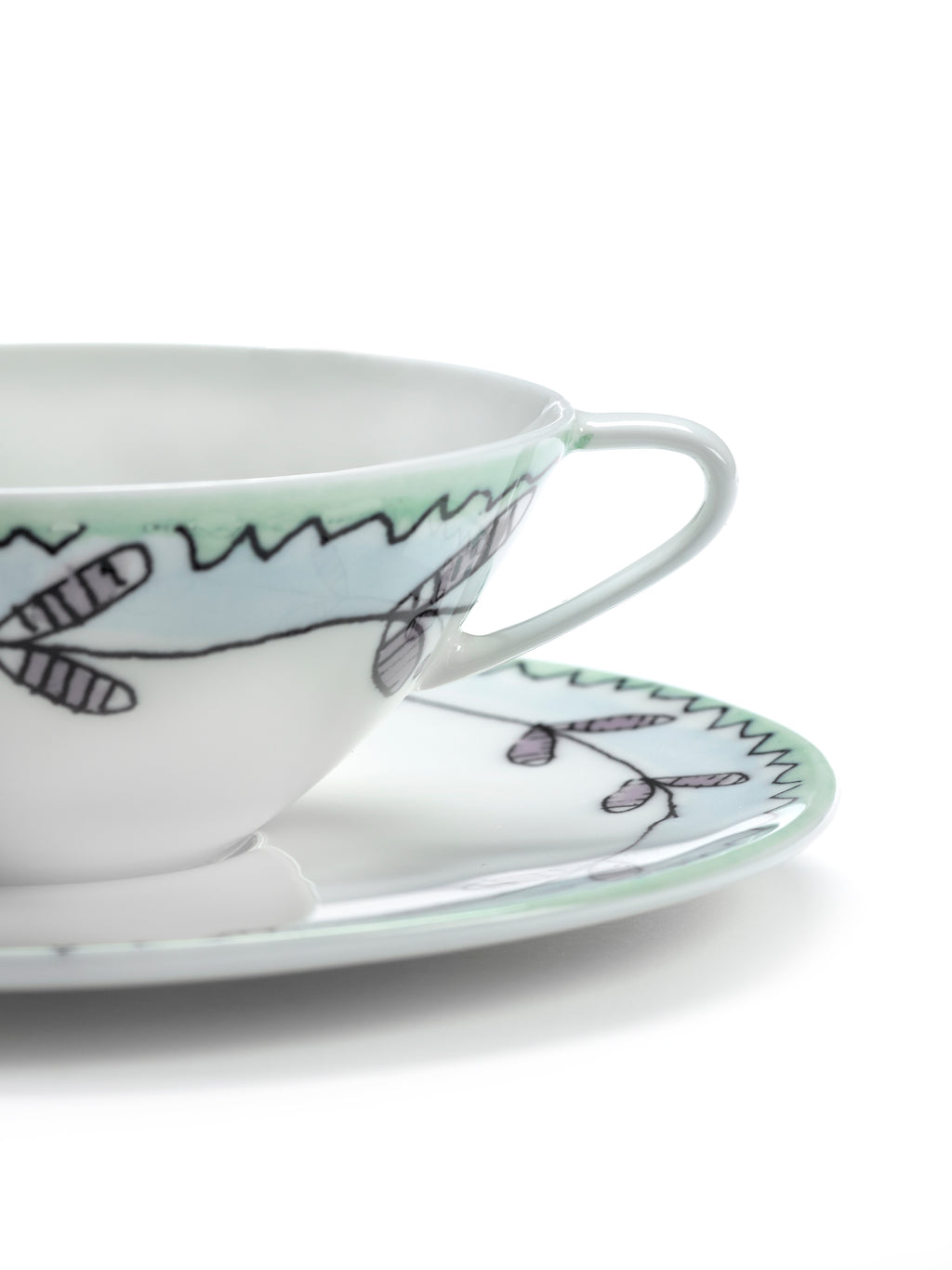 Midnight Flowers - Lot De 2 Tasses À Café Basses + Soucoupes - Porcelaine Bone China - Blossom Milk