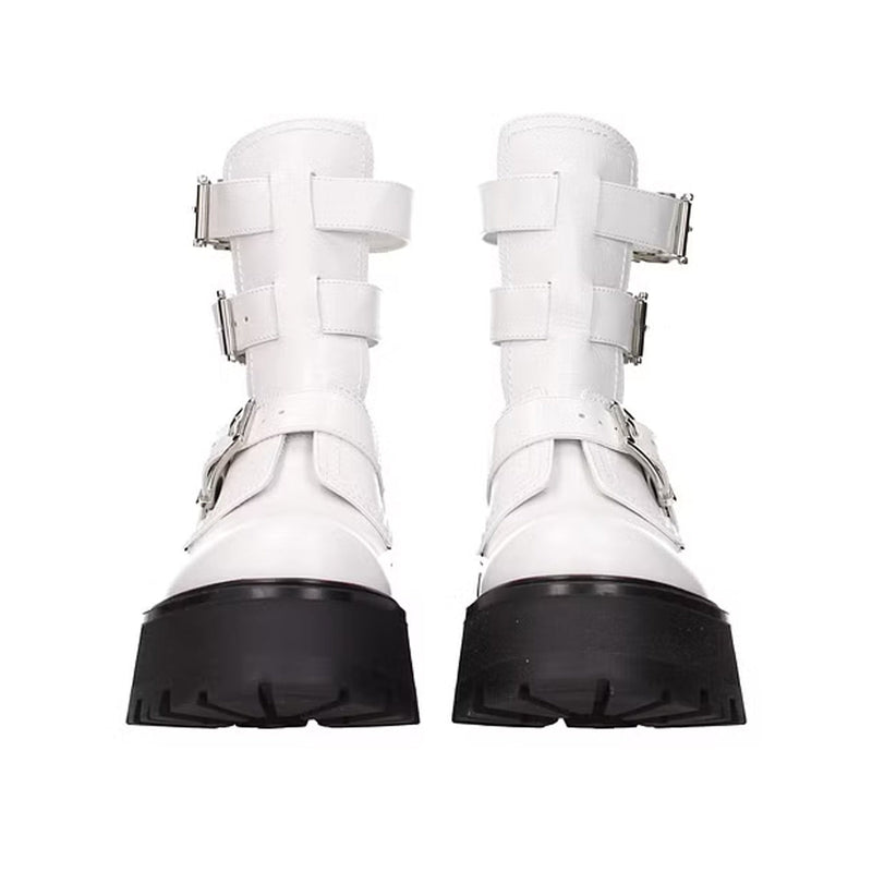Bottes - Alexander Mcqueen Leather Ankle  - White