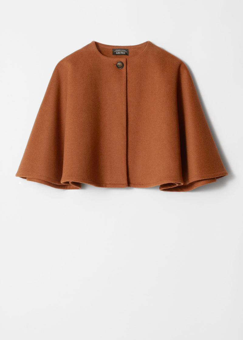 Bib Style Neck Warmer Stine Felt Cape - Brown - Women