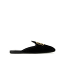 Mules - Miu Miu Logo Embroidered Slip-On - Black