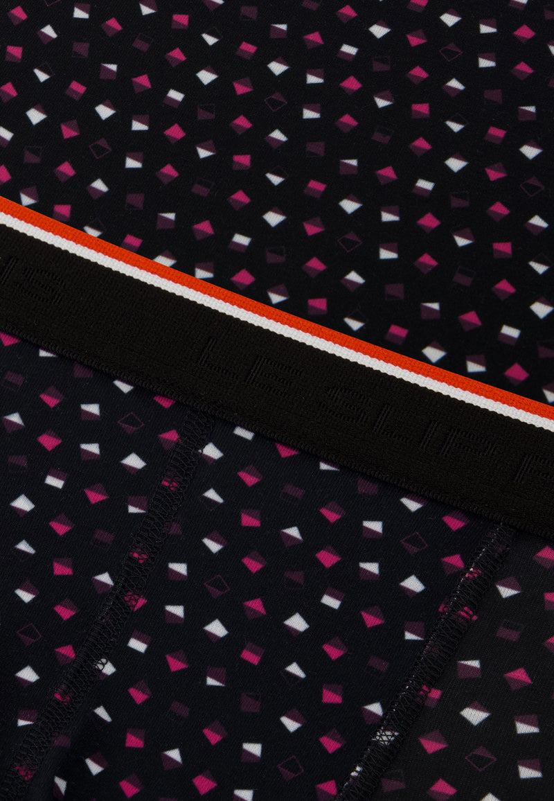 Boxer Imprimé Géométrique - Marius Petits Carres Noir