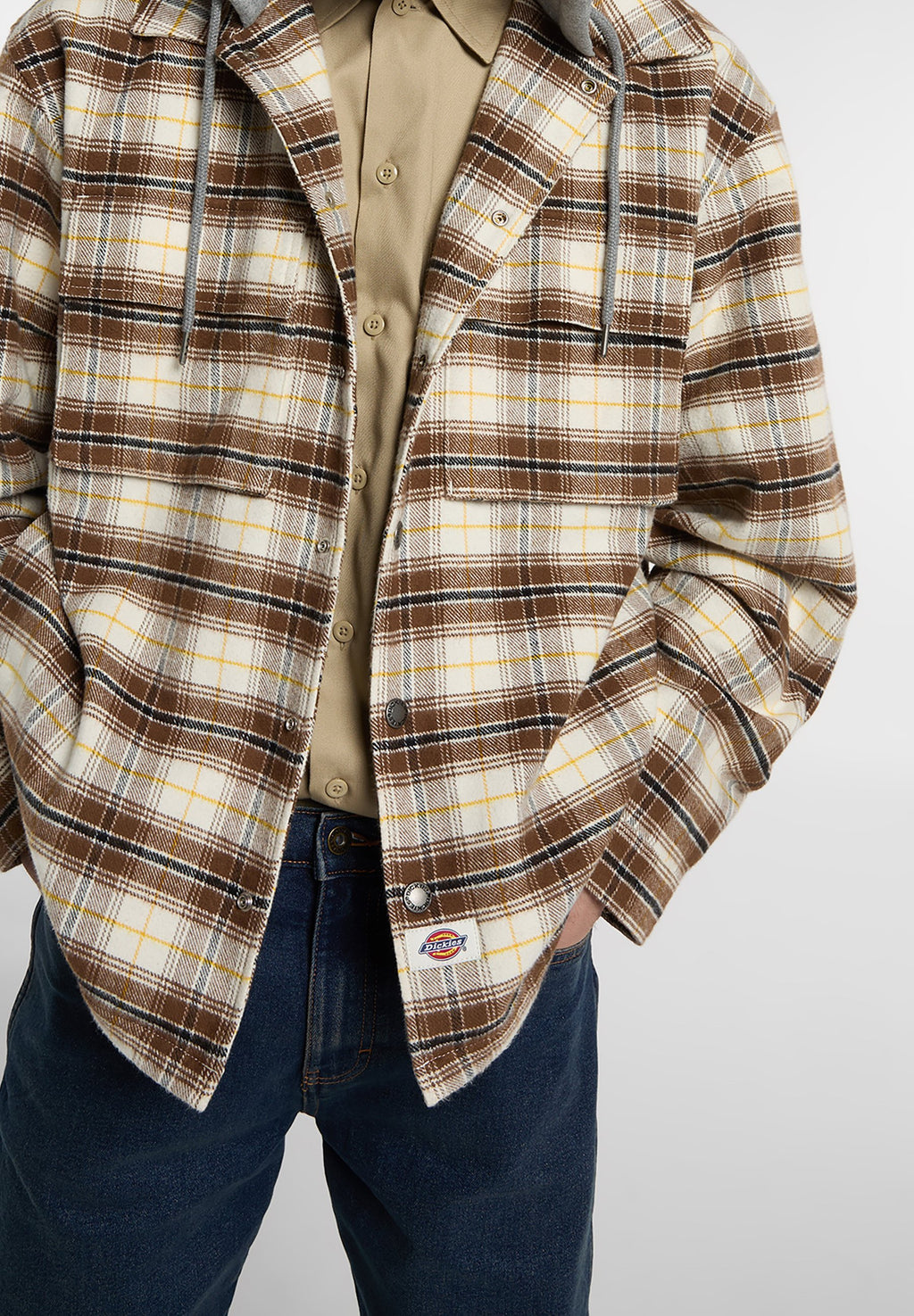 Sobrecamisa de franela con capucha Eustis - Blanco garceta - Hombre