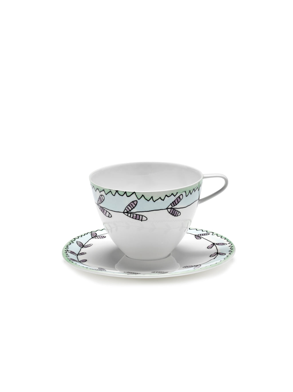 Midnight Flowers - Lot De 2 Tasses À Cappuccino + Soucoupes - Porcelaine Bone China - Blossom Milk