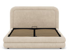 Babel - Lit Coffre Sommier Inclus - Velours Texturé - Beige
