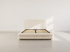 Babel - Lit Coffre Sommier Inclus - Velours Texturé - Beige